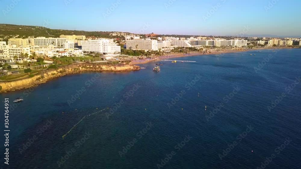 Fig tree beach Cyprus Protaras aerial 4k Fig tree beach Cyprus Protaras aerial 4k