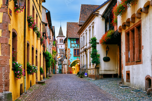 Fototapeta Naklejka Na Ścianę i Meble -  Riquewihr town on the Alsace Wine Route, France