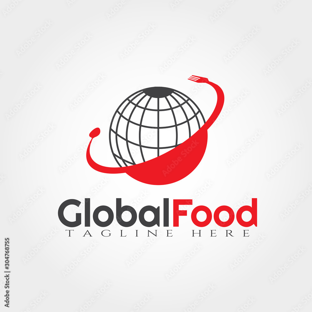 global Food vector logo design, world and cutlery combination , illustration element