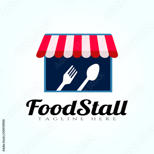 Food stalls flat vector icon for apps or websites