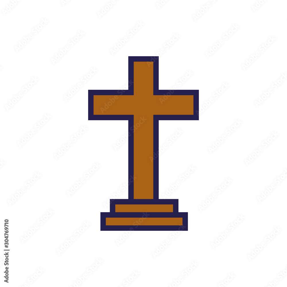 wooden cross religious isolated icon
