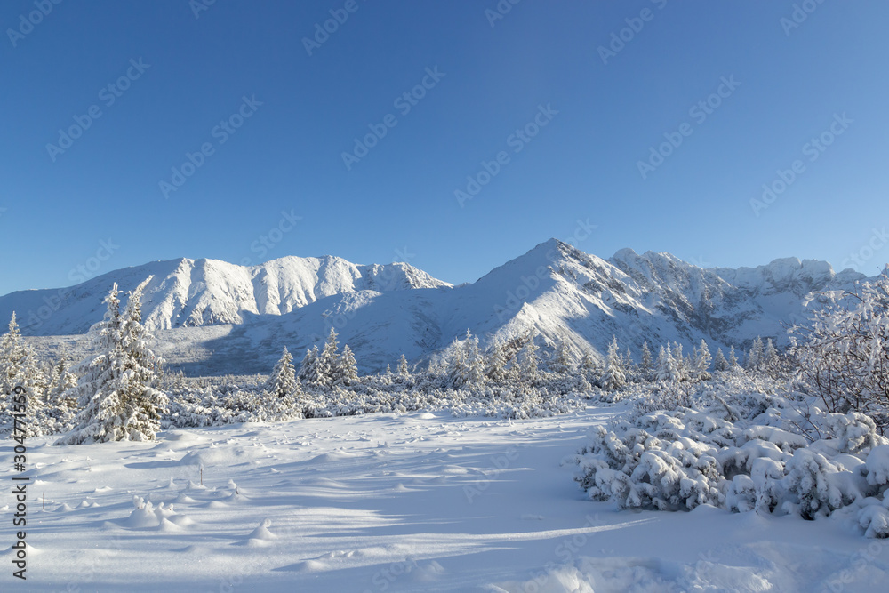 Snow covered mountains