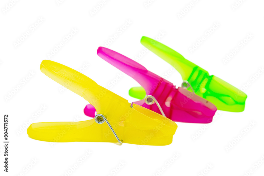 Color clothes pins isolated on white background Color clothes pins isolated on white background