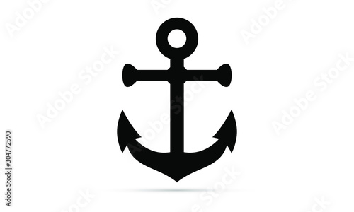 Anchor icon vector illustration isolated. Anchor symbol flat black. Royalty free