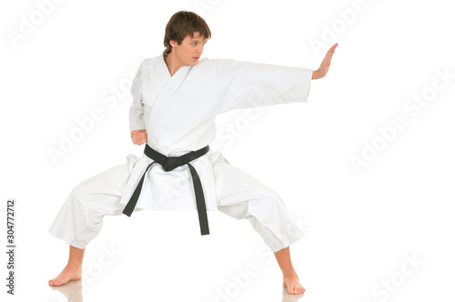 Young talented professional karate guy