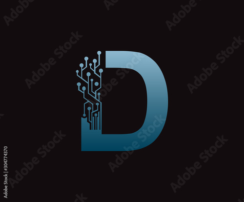 Digital D Letter Network  Data Logo Icon