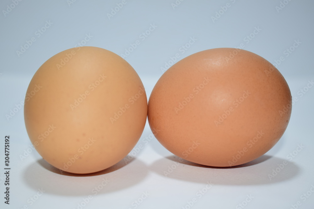 Two eggs on a white background Two eggs on a white background