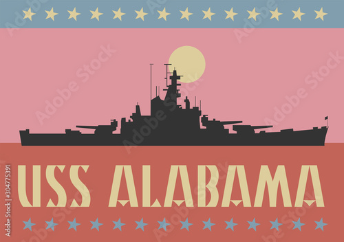 USS Alabama battleship in Mobile Bay