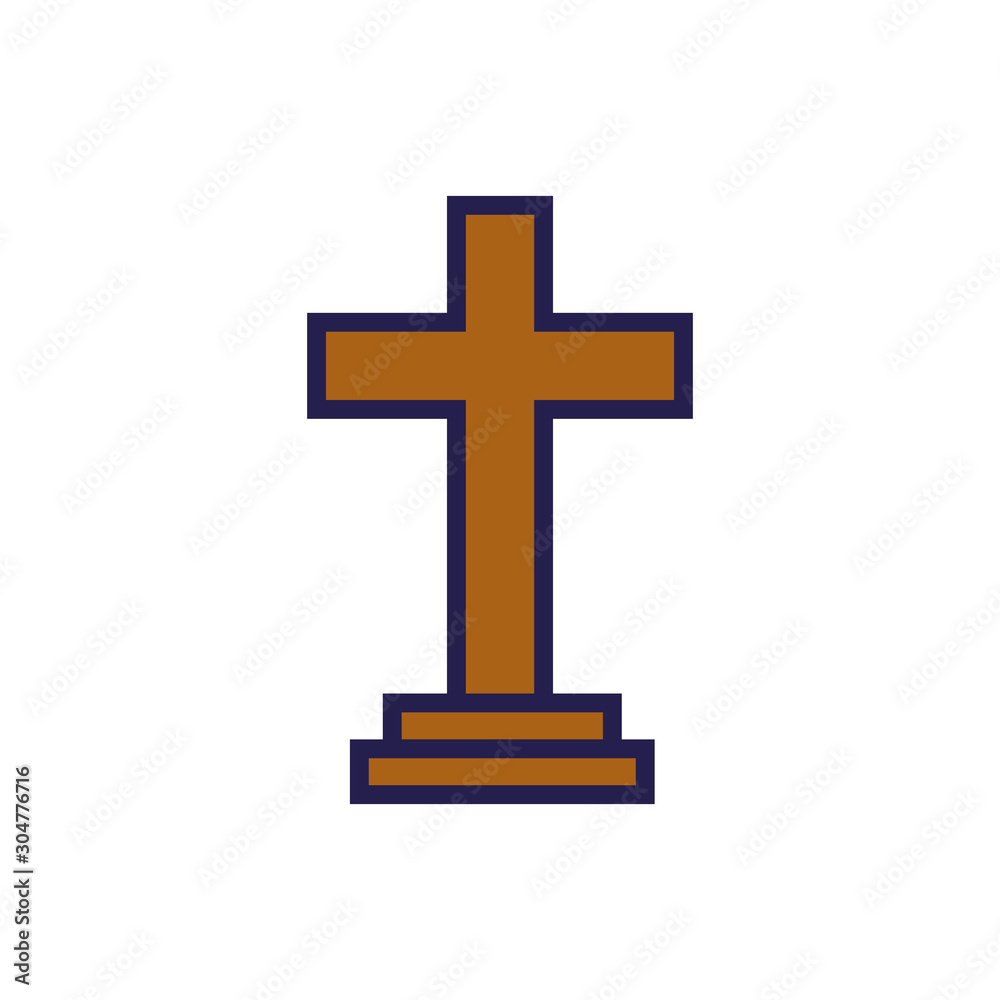 wooden cross religious isolated icon