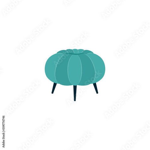 Teal green ottoman footstool isolated on white background