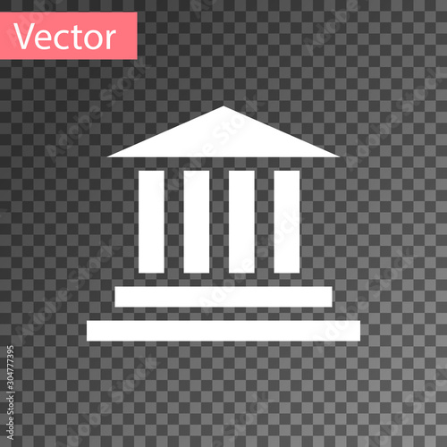 White Museum building icon isolated on transparent background. Vector Illustration