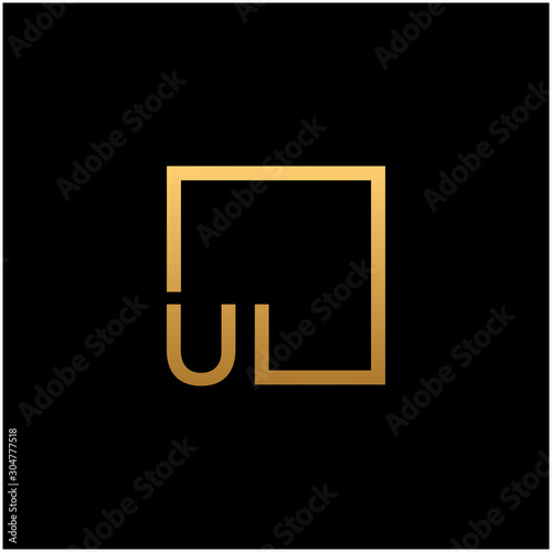 initial letter UL with square frame line art. business consulting concept. studio,room,group icon. Suitable for business consulting group company. square lines have connected meanings. - vector