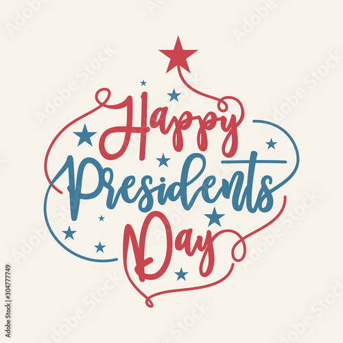 Vintage letter happy Presidents Day with american color flag
