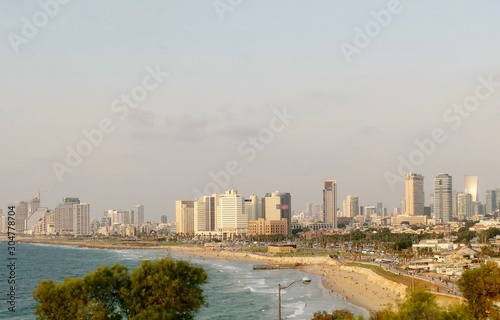 skyline of Tel Aviv with beachfront