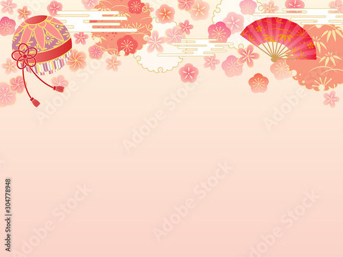 梅と鞠と扇子