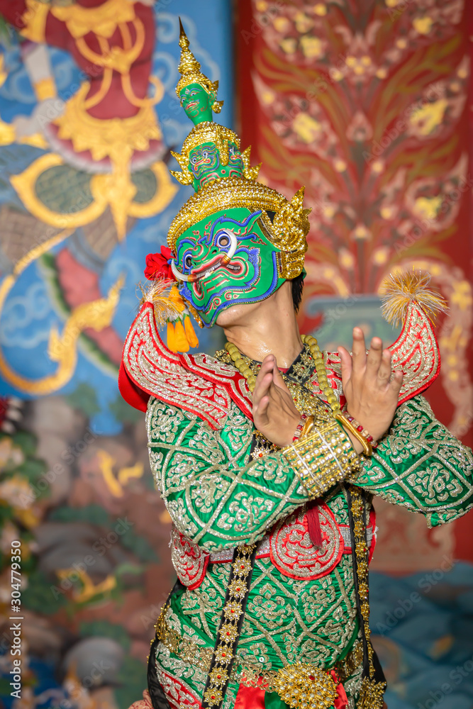 Thai pantomime dance scene Of Ravana
