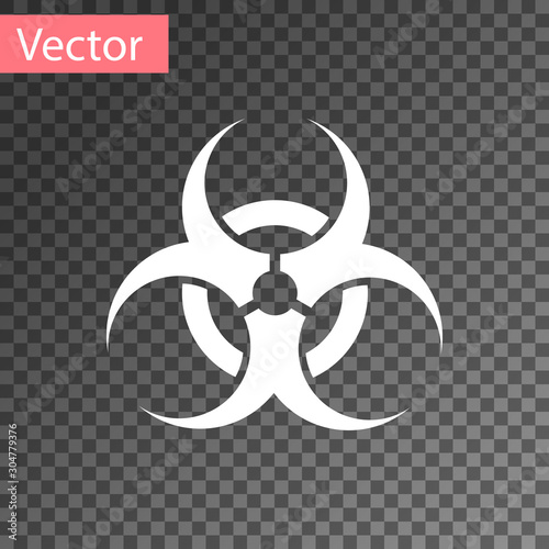 White Biohazard symbol icon isolated on transparent background. Vector Illustration