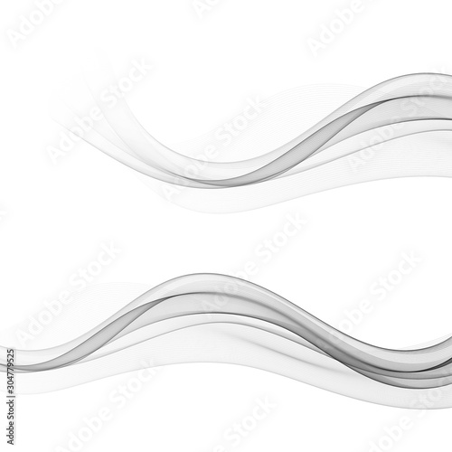 Set of stylish abstract gray waves on white background Vector eps10
