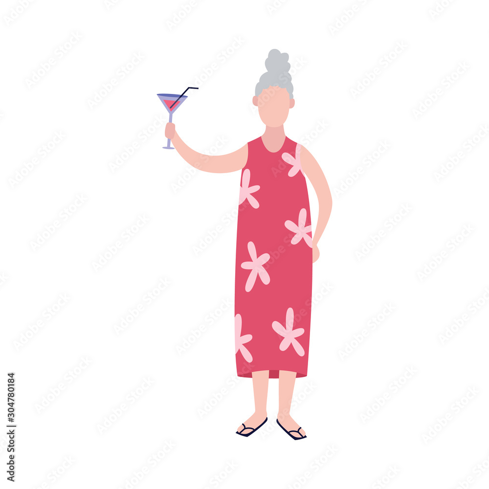 Cheerful senior woman with glass of wine flat vector illustration isolated. Cheerful senior woman with glass of wine flat vector illustration isolated.