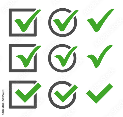 Set of check mark icon. Vector illustration set