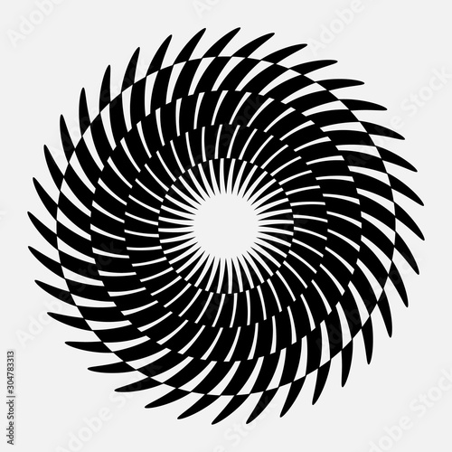 abstract background with black lines in circle with rotation