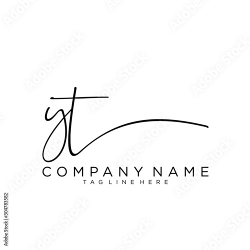 Initial letter YT Signature handwriting Logo Vector