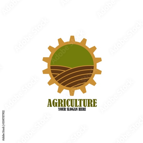 Agriculture vector logo design, agronomy, wheat farm, rural country farming field, natural harvest