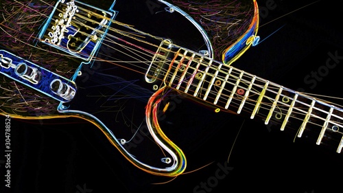 electric guitar . abstract neon painting	
