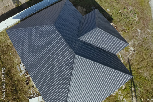 Corrugated metal roof and metal roofing. Modern roof made of met