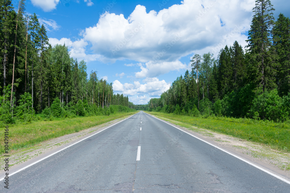 Asphalt road in the Vologda region	