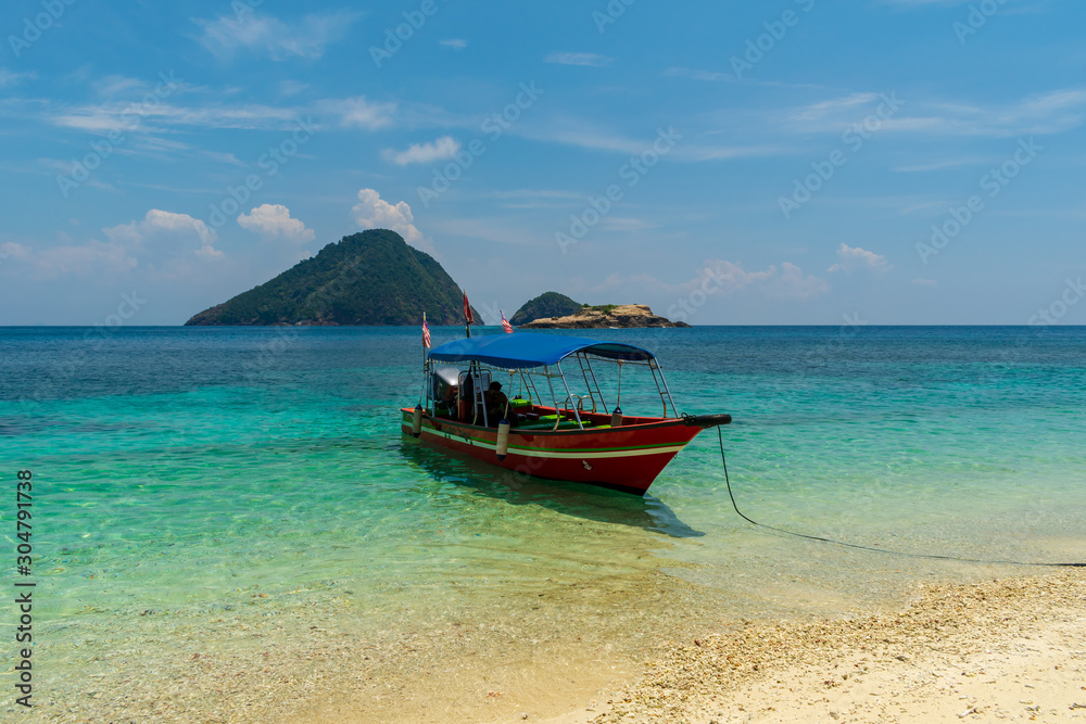 Fototapeta premium Perhentian Islands, Malaysia; 18-May-2019; The boat and the sea