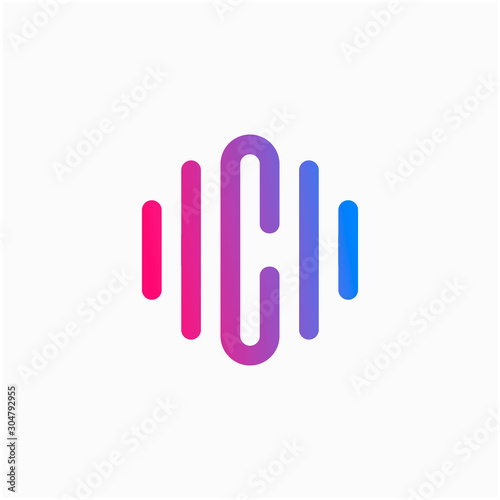 initial letter C abstract for information technology and digital. minimalist sound music equalizer, Bass, DJ icon. audio logotype Unique and simple element. - vector