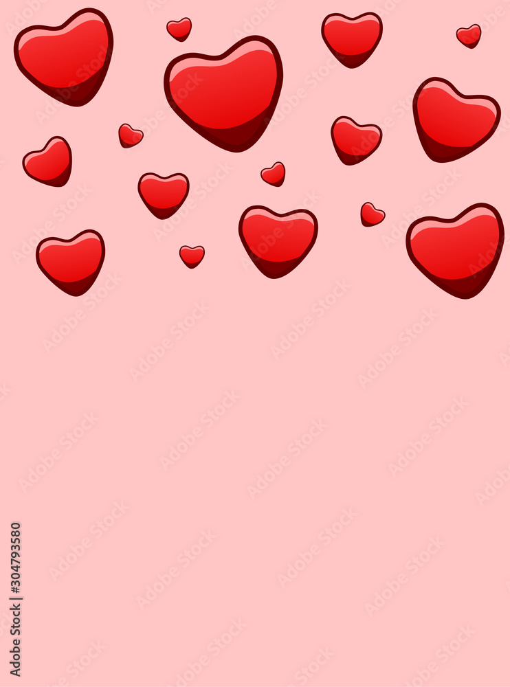 Copy space with red hearts on pink background
