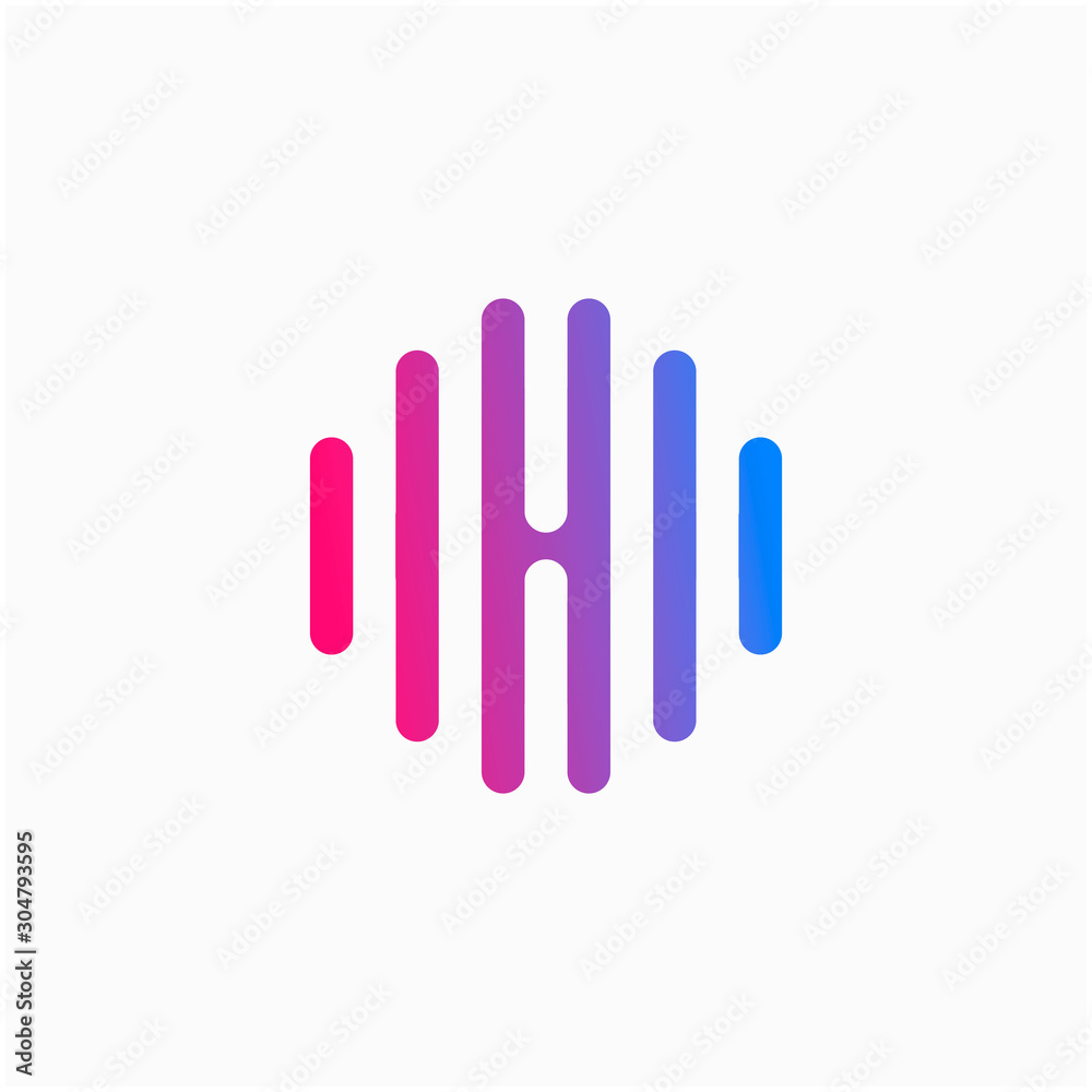 initial letter H abstract for information technology and digital. minimalist sound music equalizer, Bass, DJ icon. audio logotype Unique and simple element. - vector initial letter H abstract for information technology and digital. minimalist sound music equalizer, Bass, DJ icon. audio logotype Unique and simple element. - vector