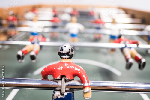 table football in closed angle frame indoors.