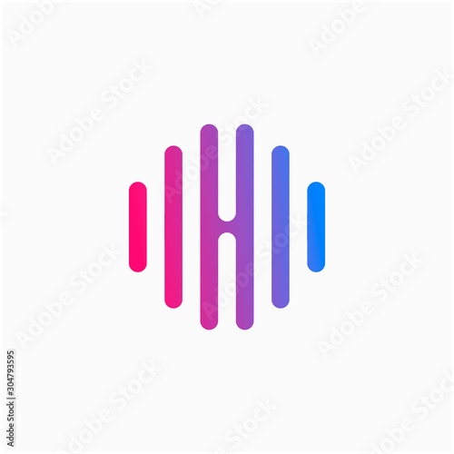 initial letter H abstract for information technology and digital. minimalist sound music equalizer, Bass, DJ icon. audio logotype Unique and simple element. - vector