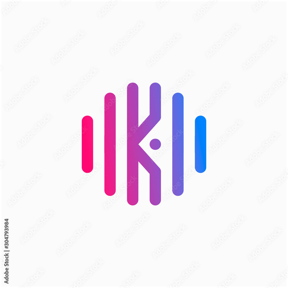 initial letter K abstract for information technology and digital. minimalist sound music equalizer, Bass, DJ icon. audio logotype Unique and simple element. - vector initial letter K abstract for information technology and digital. minimalist sound music equalizer, Bass, DJ icon. audio logotype Unique and simple element. - vector