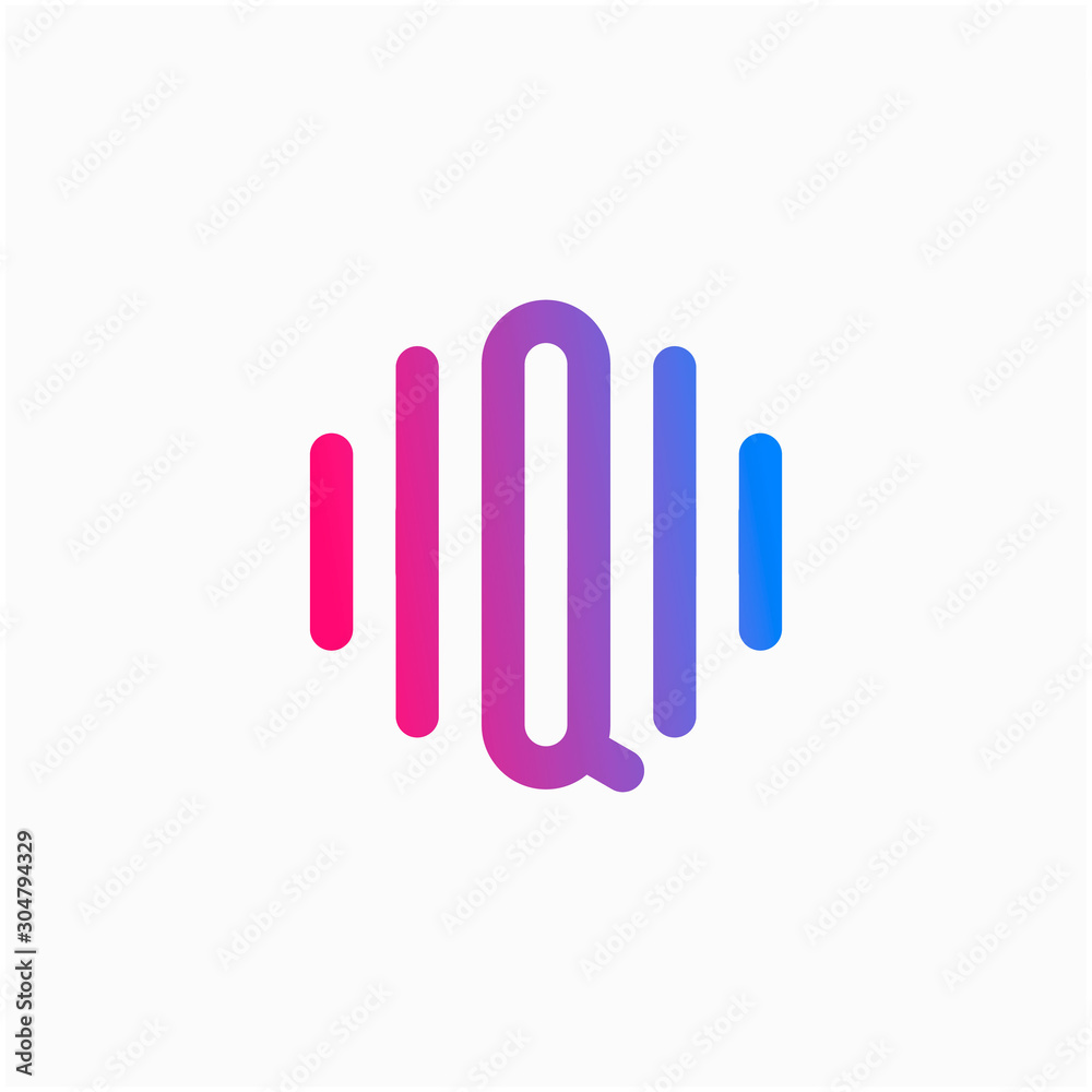 initial letter Q abstract for information technology and digital. minimalist sound music equalizer, Bass, DJ icon. audio logotype Unique and simple element. - vector initial letter Q abstract for information technology and digital. minimalist sound music equalizer, Bass, DJ icon. audio logotype Unique and simple element. - vector
