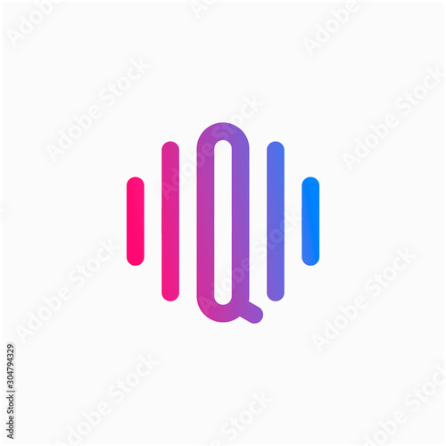 initial letter Q abstract for information technology and digital. minimalist sound music equalizer, Bass, DJ icon. audio logotype Unique and simple element. - vector