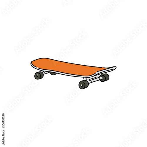 Flat orange skateboard icon isolated on white background