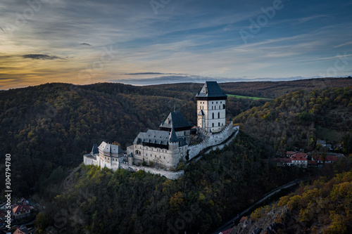 Obraz na plátně Karlstejn Castle is a large Gothic castle founded 1348 CE by Charles IV, Holy Roman Emperor-elect and King of Bohemia