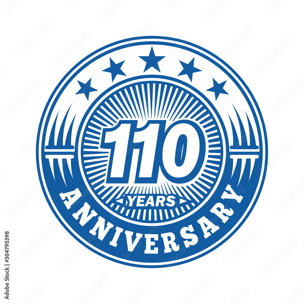 110 years logo. One hundred and ten years anniversary celebration logo design. Vector and illustration.