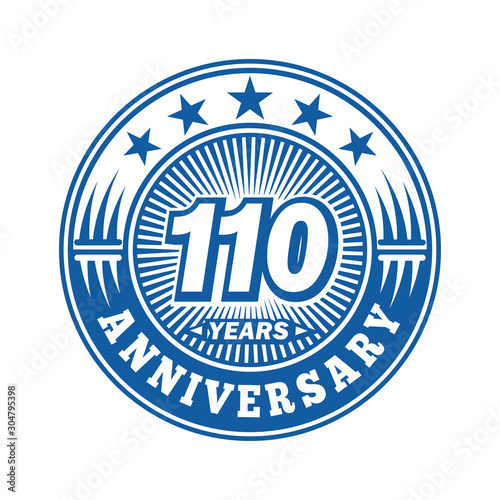 110 years logo. One hundred and ten years anniversary celebration logo design. Vector and illustration.