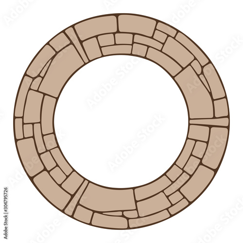 Abstract round frame, circular geometric ornament made of stones.