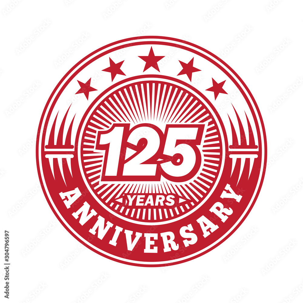 125 years logo. One hundred and twenty-five years anniversary celebration logo design. Vector and illustration. 125 years logo. One hundred and twenty-five years anniversary celebration logo design. Vector and illustration.