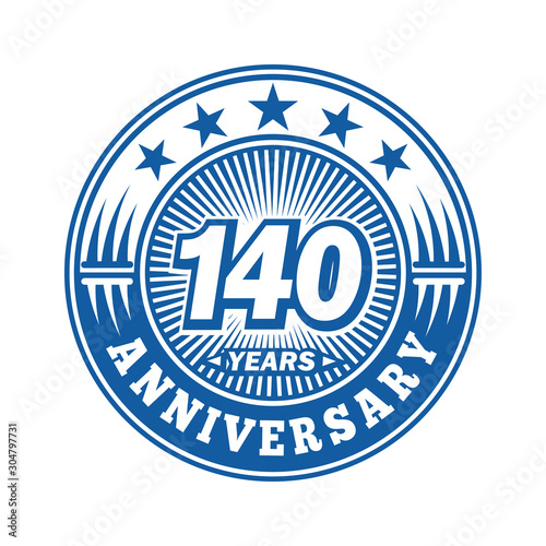 140 years logo. One hundred and forty years anniversary celebration logo design. Vector and illustration.