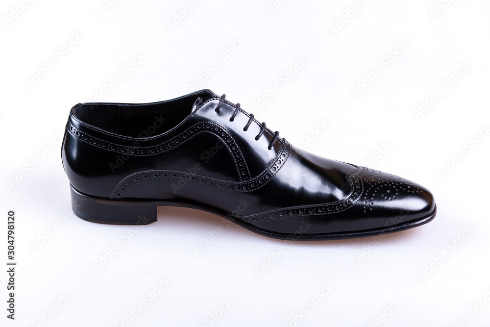 black leather shoes isolated on white background