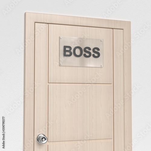 Door with Boss name plate.