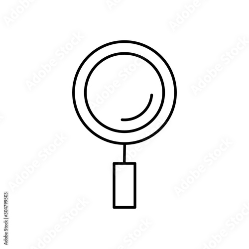 Line icon magnifier. Isolated vector sign symbol magnifying glass. Vector outline illustration. Flat line icon. Zoom tool
