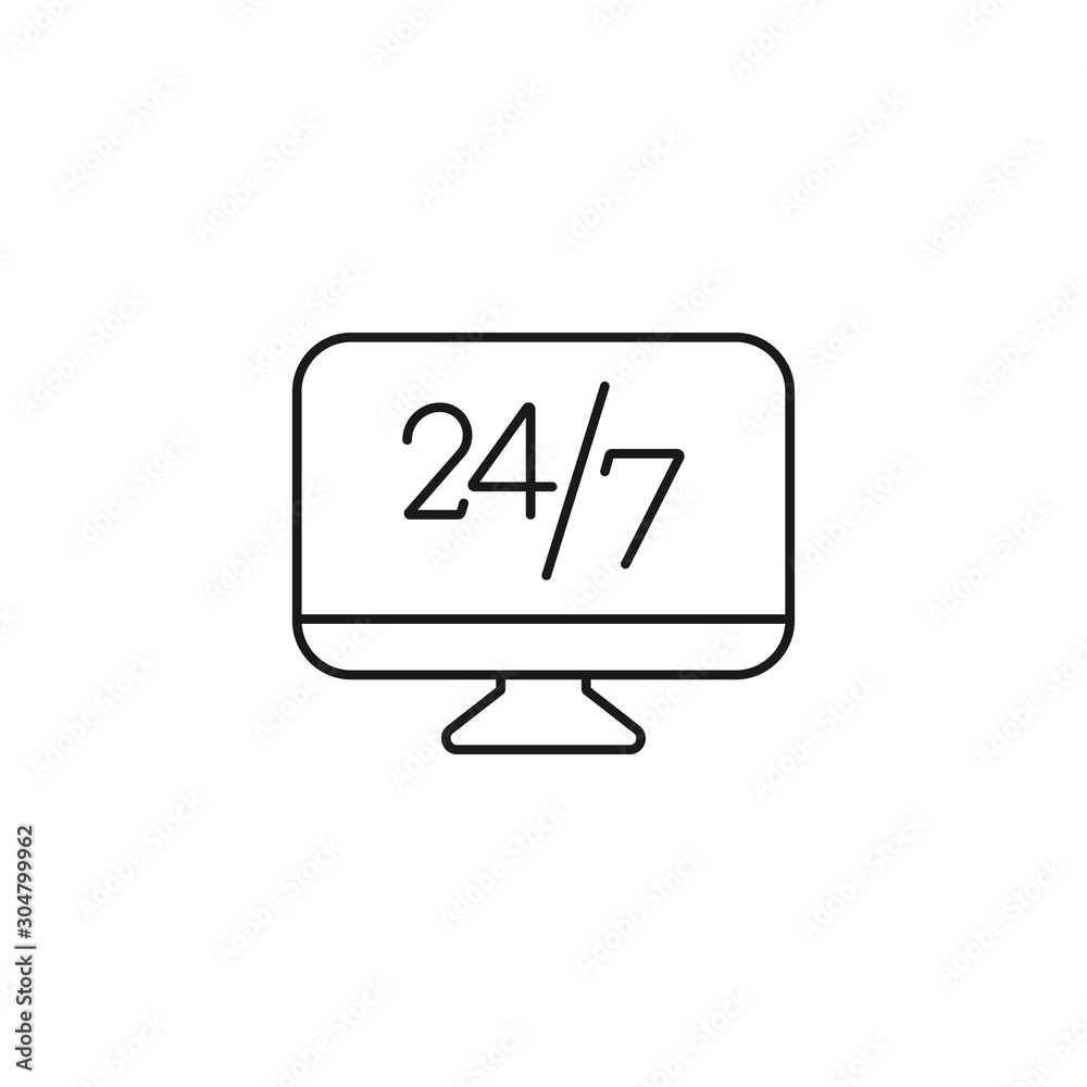 24/7 hour, round the clock - minimal line web icon. simple vector illustration. concept for infographic, website or app.